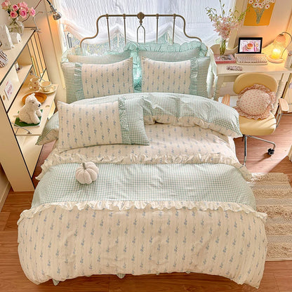 Coquette Floral Cotton Lace Bedding Set