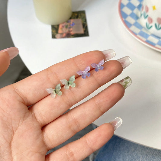 Coquette Blue & Green Butterfly Earrings Set