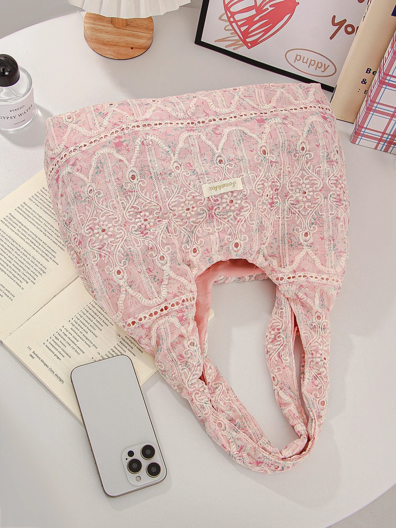 Coquette Pink Lace Flower Handbag