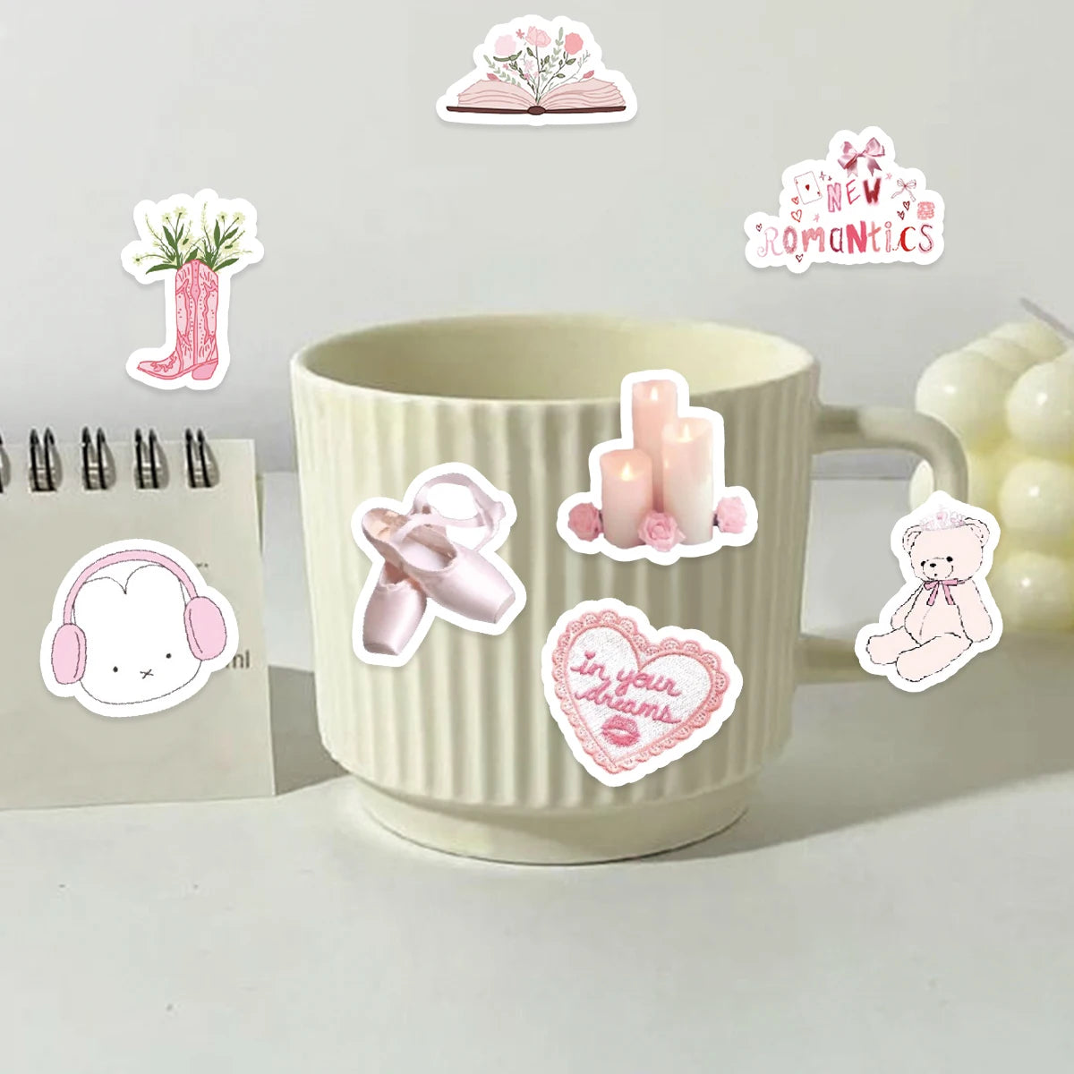 Coquette Cute Bunny & Bear Pink Graffiti Stickers