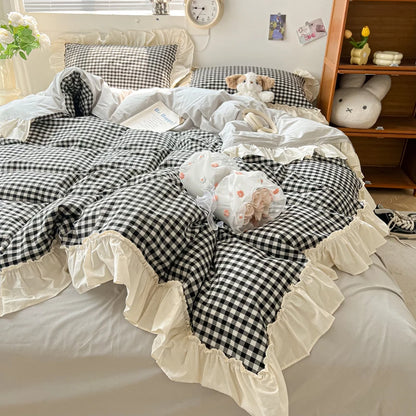 Cute Coquette Ruffled Pink & Gingham Bedding Set