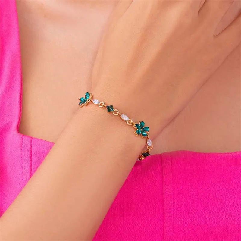 Coquette Luxury Colorful Zircon Flower Bracelet