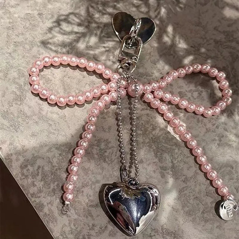 Coquette Pink Heart Charm Bow Phone Case