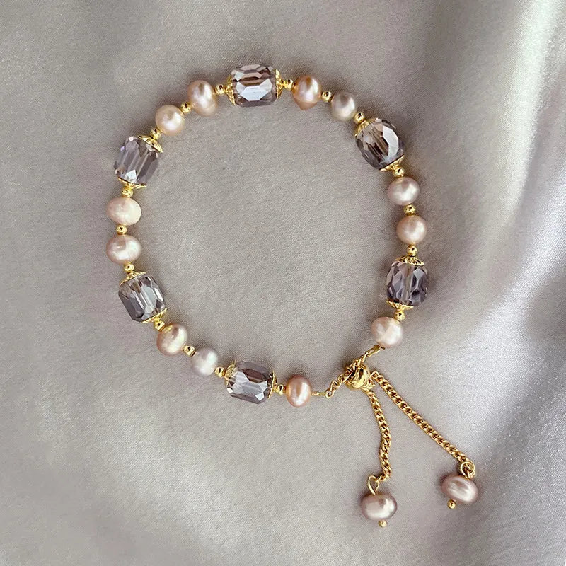 Coquette Elegant Pearl & Crystal Adjustable Bracelet
