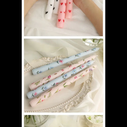 Coquette Hand-Painted Rose Scented Taper Candles (2pcs)