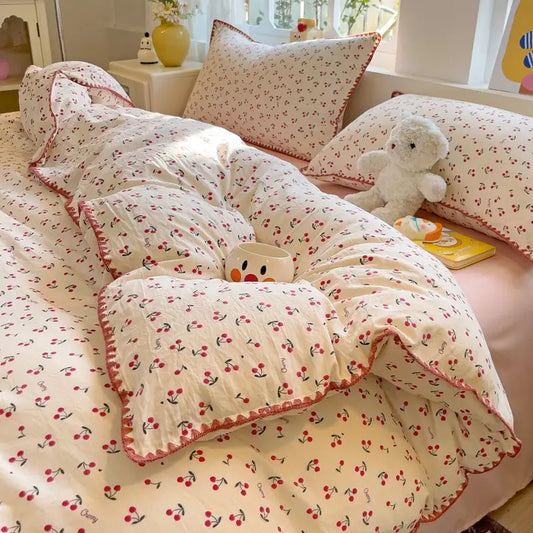Coquette Charming Cherry Ruffle Bedding Set