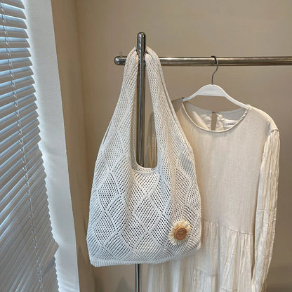Coquette Crochet Flower Tote Bag