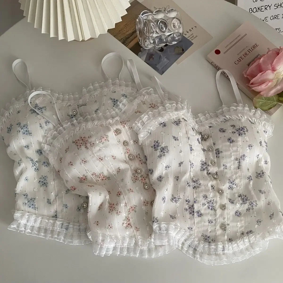 Coquette Floral Lace Trimmed Camisole Set