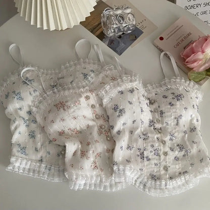 Coquette Floral Lace Trimmed Camisole Set