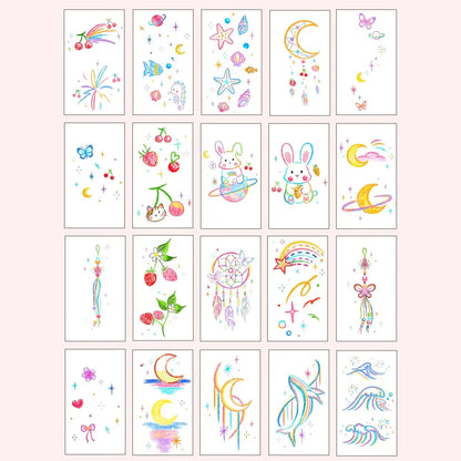 Coquette Moon and Butterfly Tattoo Stickers（30pcs）