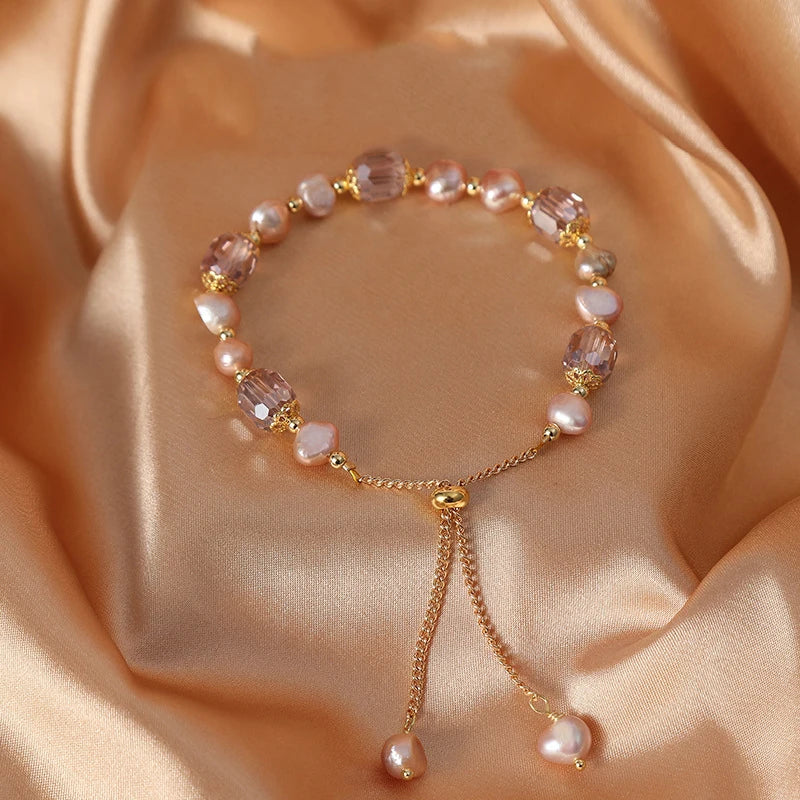Coquette Elegant Pearl & Crystal Adjustable Bracelet