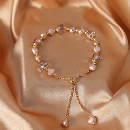 Coquette Elegant Pearl & Crystal Adjustable Bracelet