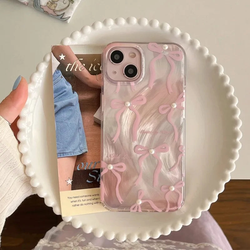 Coquette Fairy Pearl Pink Bow Phone Case