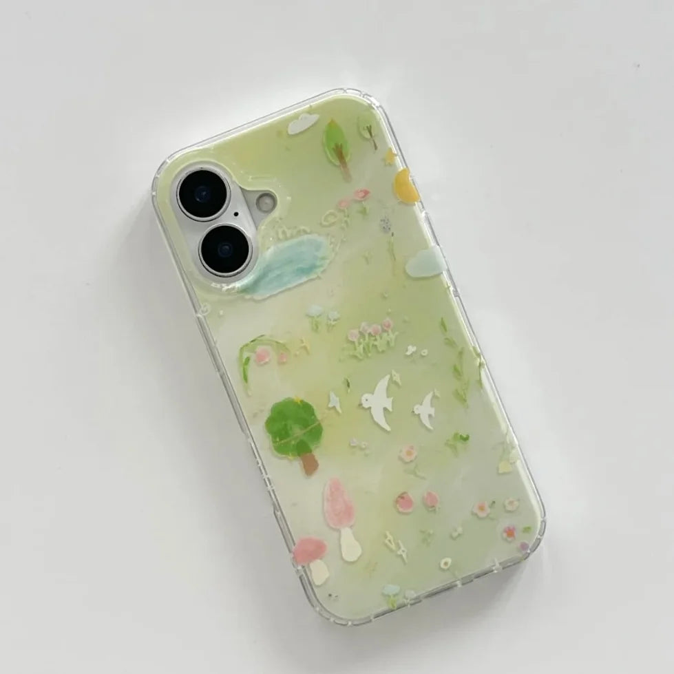Korean Style Spring Oil Painting Phone Case for iPhone