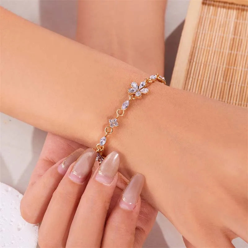 Coquette Luxury Colorful Zircon Flower Bracelet