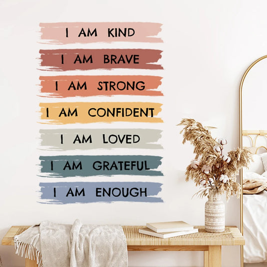 “I Am Kind, Brave, Loved” Affirmations Wall Sticker