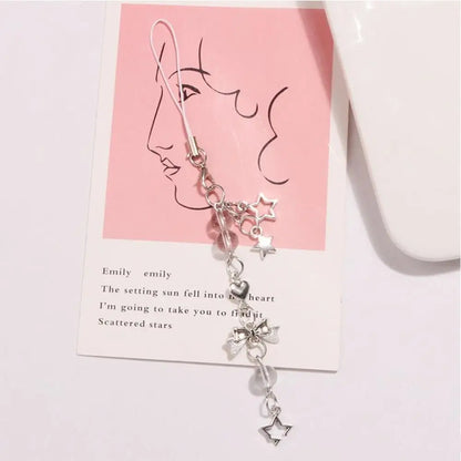 Coquette Cute Crystal Bowknot Pearl Beaded Phone Strap