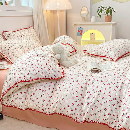 Coquette Charming Cherry Ruffle Bedding Set