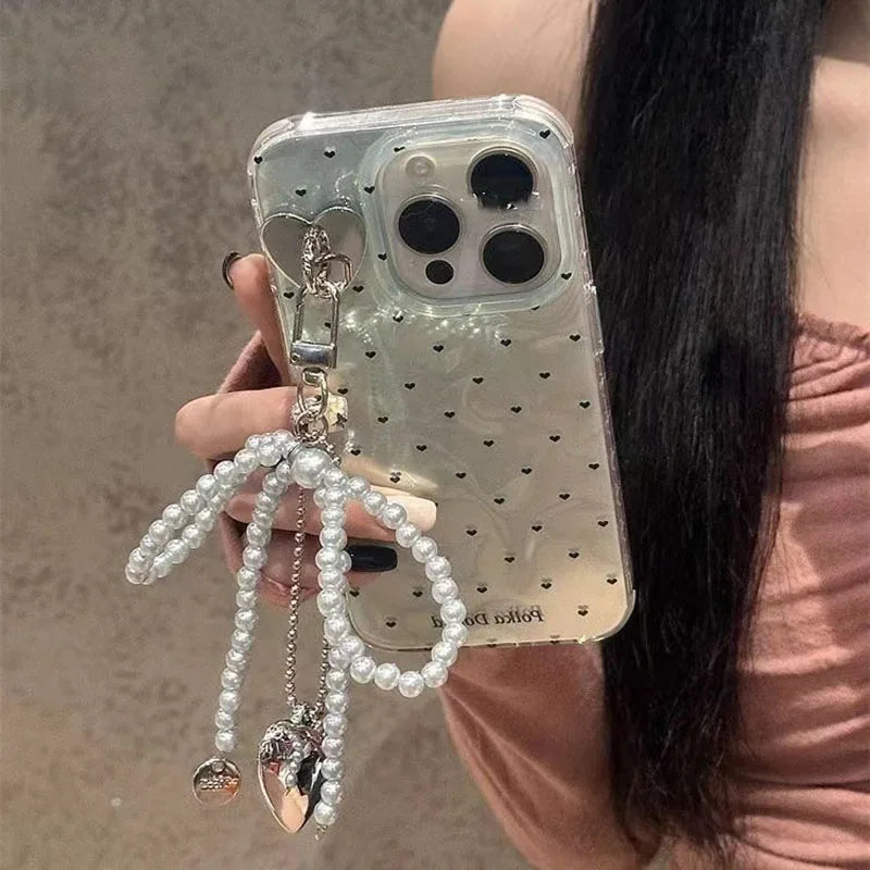 Coquette Pink Heart Charm Bow Phone Case