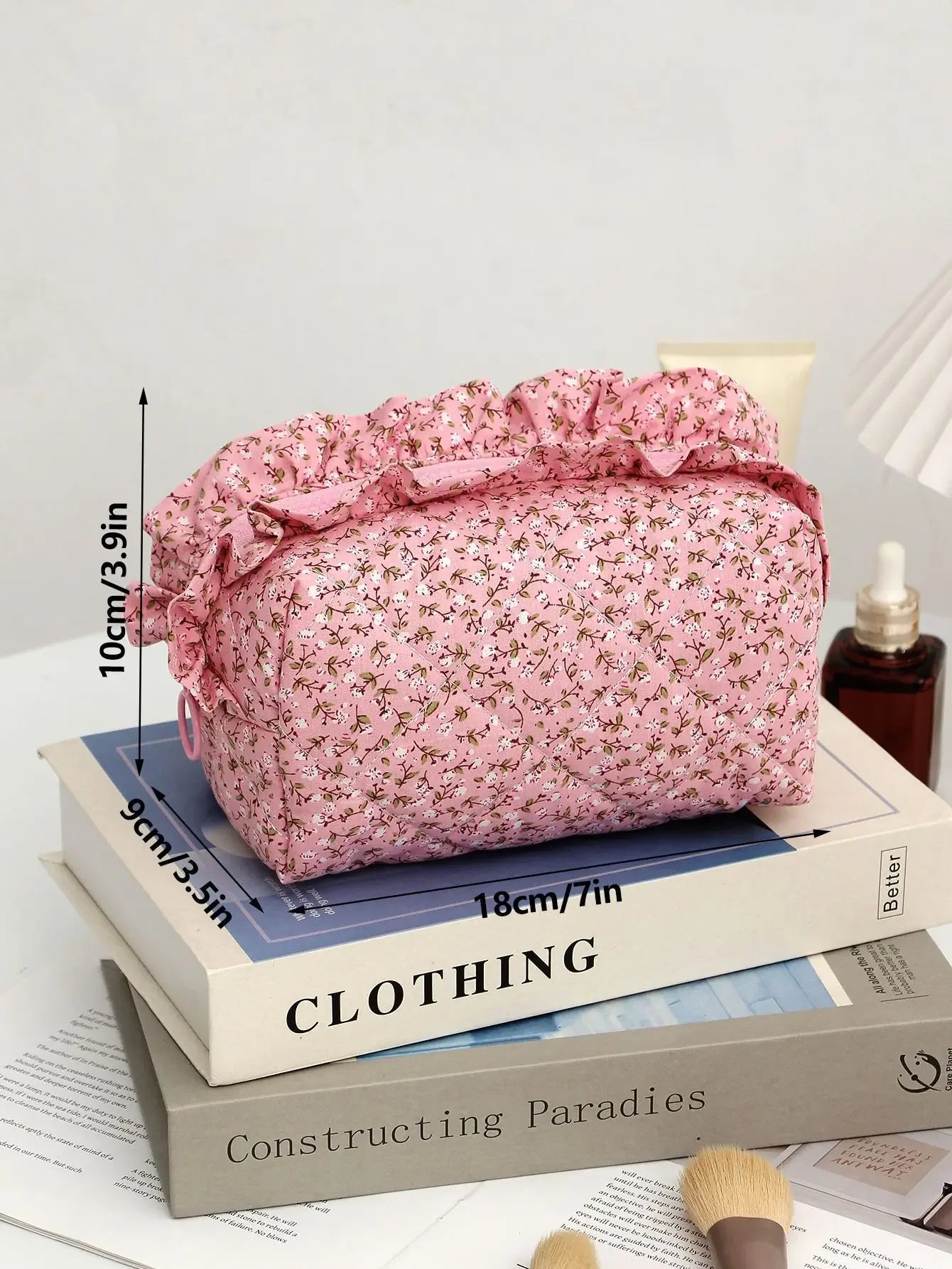 Coquette Floral Quilted Makeup Pouch Set