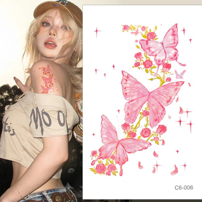 Cute Whimsical Heart and Bow Temporary Tattoo Set