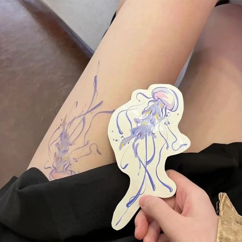 Cartoon Jellyfish Temporary Tattoo Waterproof Sticker
