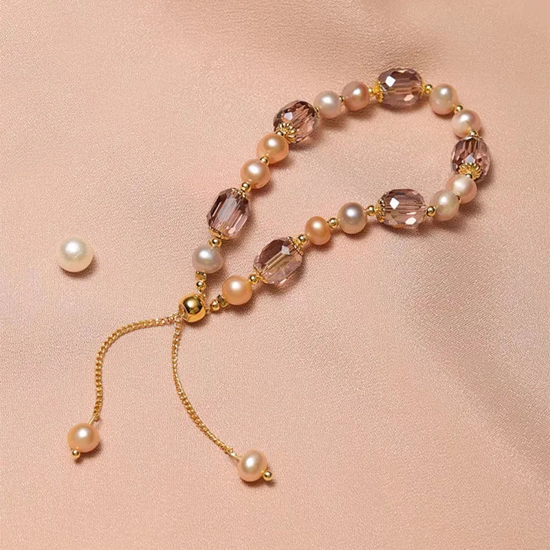 Coquette Elegant Pearl & Crystal Adjustable Bracelet