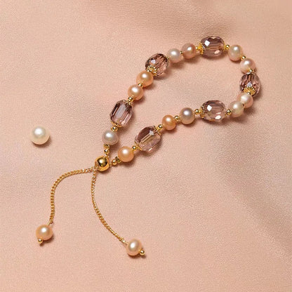 Coquette Elegant Pearl & Crystal Adjustable Bracelet