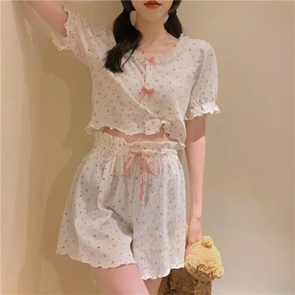 Coquette Floral Bow Short Pajama Set