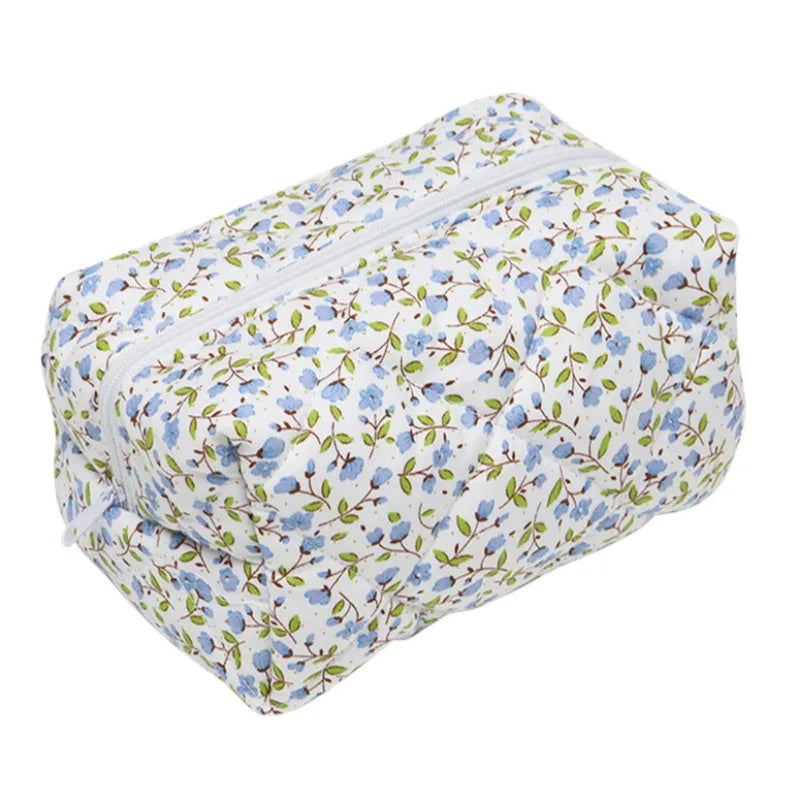 Coquette Floral Puffy Quilted Makeup Bag