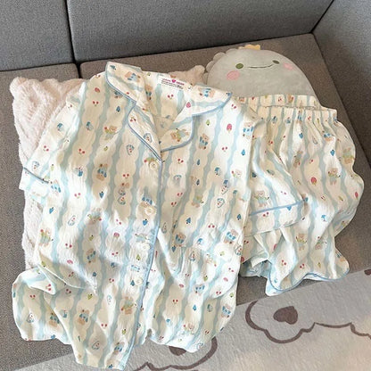 Charming Plaid Pajama Set with Ruffle Accents
