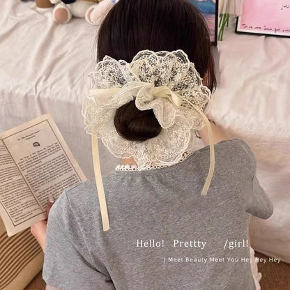 Coquette Vintage Lace Bow Scrunchie