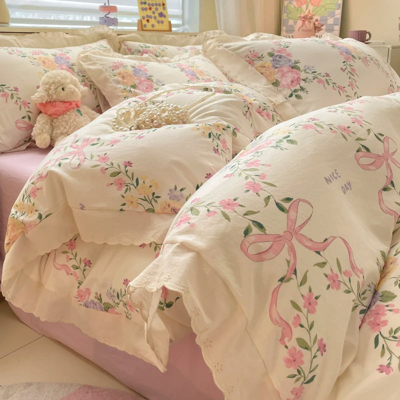 Coquette Bonenjoy Lace Bow Duvet Cover