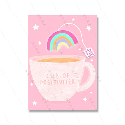 Pink Coffee Cup Abstract Cartoon Art Canvas Print