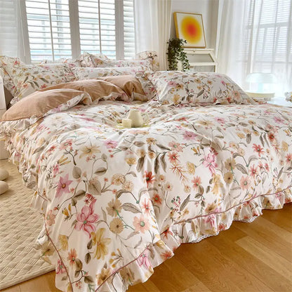 Coquette Bonenjoy Pink Ruffle Floral Bedding Set