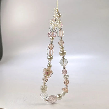 Coquette Aesthetic Cute Bowknot Flower Bead Phone Strap