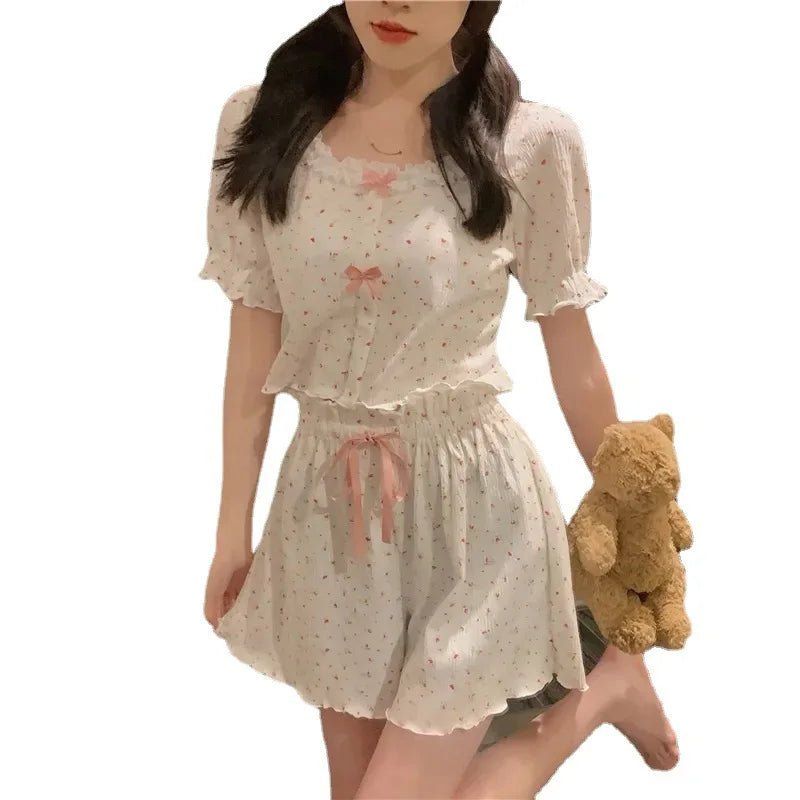 Coquette Floral Bow Short Pajama Set