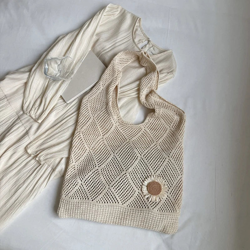 Coquette Crochet Flower Tote Bag