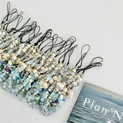 Ocean Blue Handmade Beaded Phone Charm