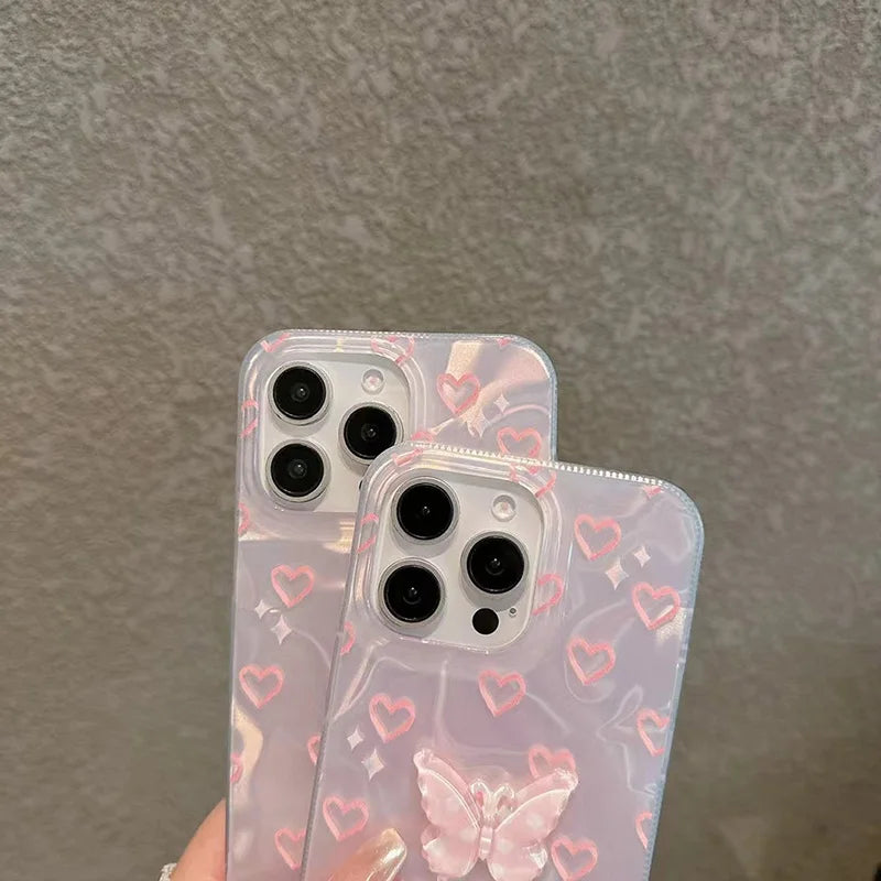 Coquette Pink Heart Butterfly Phone Case