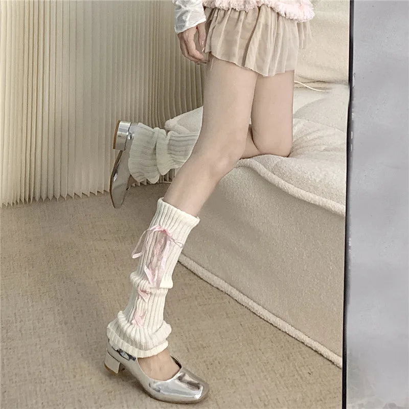Coquette Lolita Ribbon Knit Leg Warmers
