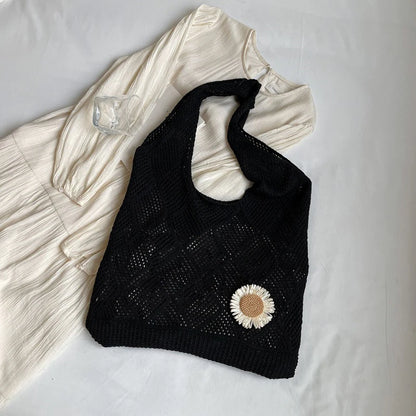 Coquette Crochet Flower Tote Bag