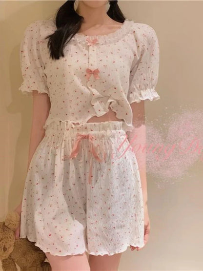 Coquette Floral Bow Short Pajama Set