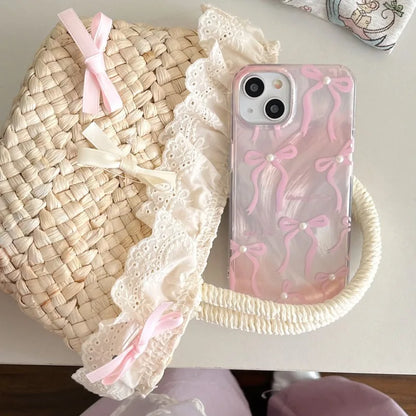 Coquette Fairy Pearl Pink Bow Phone Case