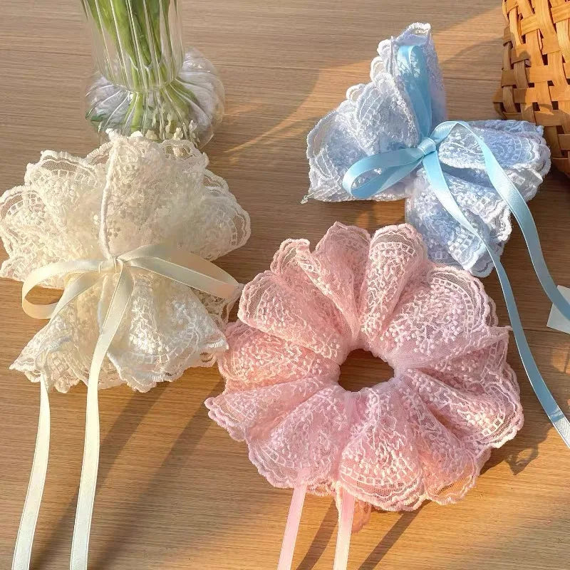 Coquette Vintage Lace Bow Scrunchie