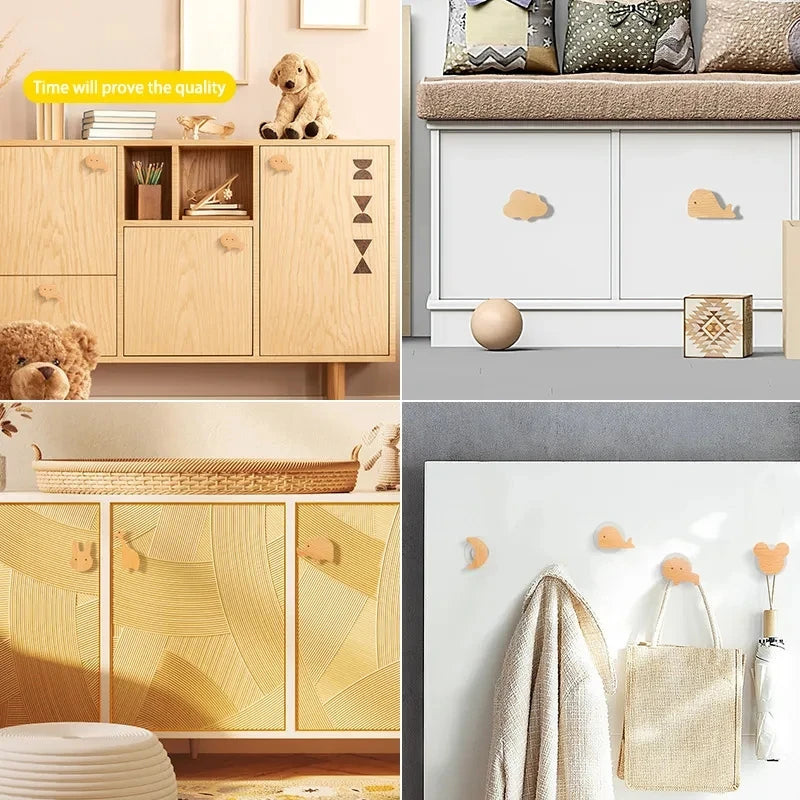 Cute Animal Wooden Hooks for Room Decor