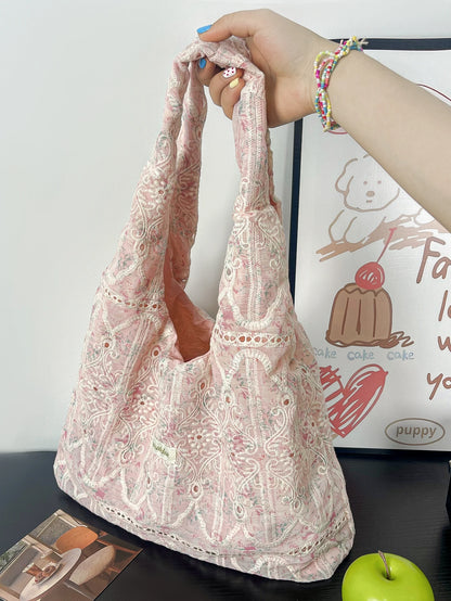 Coquette Pink Lace Flower Handbag