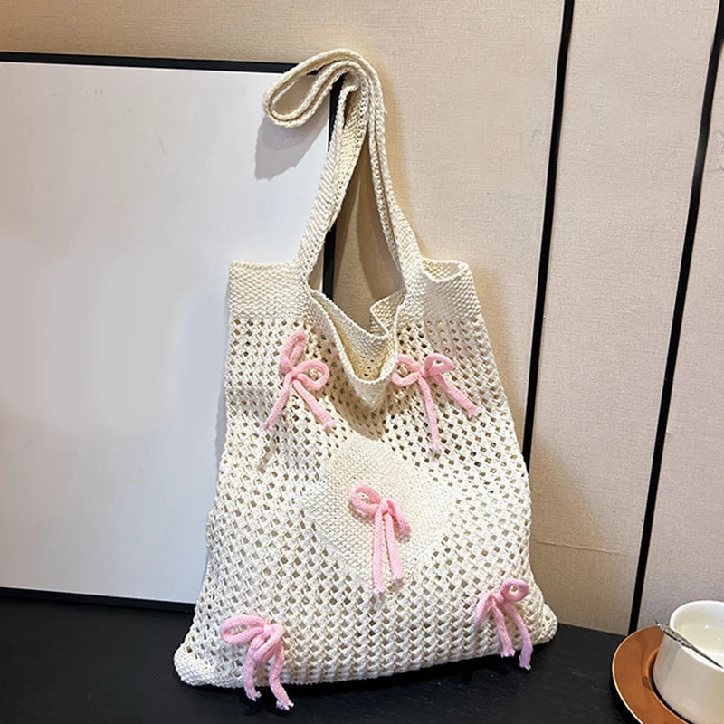 Fashionable Large Capacity Crochet Beach Tote Bag for Women