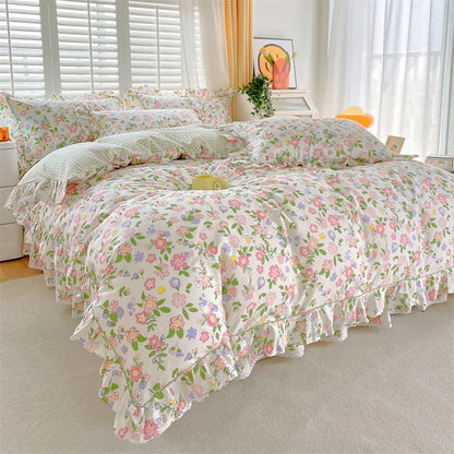 Coquette Bonenjoy Pink Ruffle Floral Bedding Set