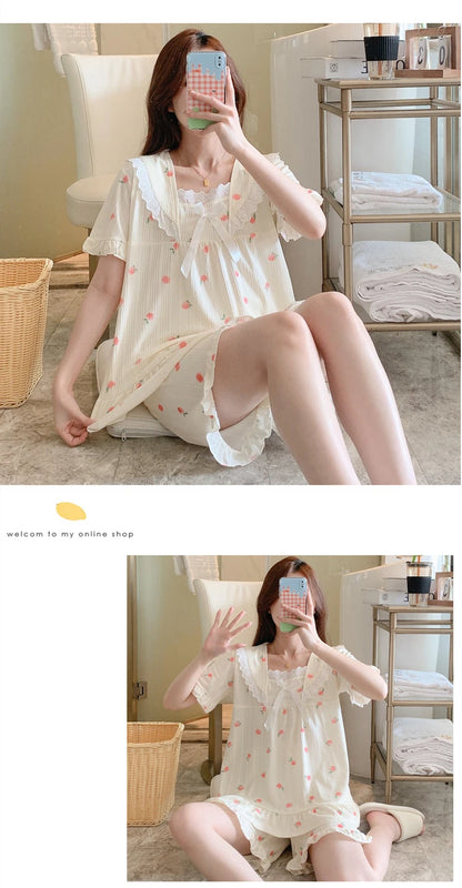 Coquette Charming Strawberry Print Loungewear Set